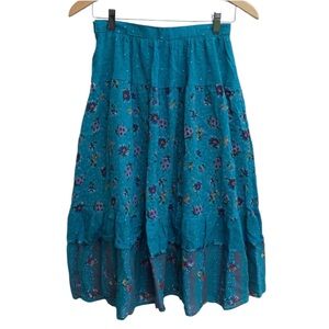 Vintage | 100% Cotton Made in Germany Floral Patchwork Flowy Skirt